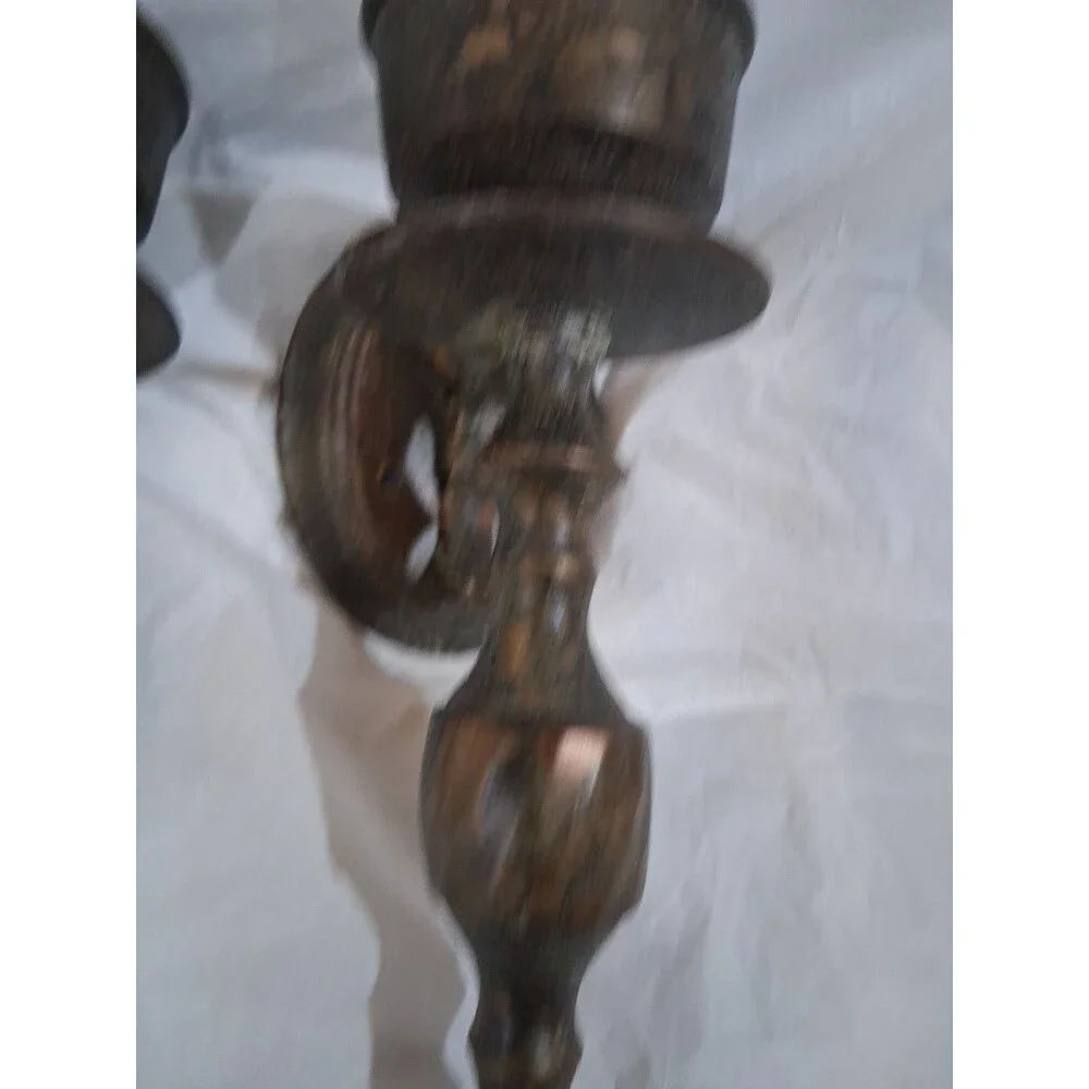 Vintage Brass Sconces Twisted Patina, Set Of 2, 9 Inch